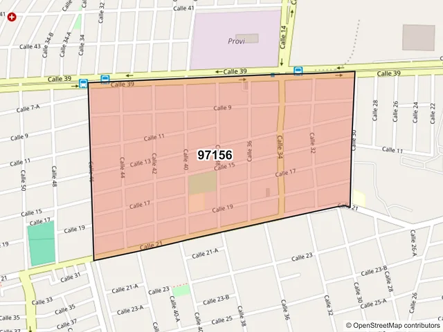 Mapa del código postal 97156, Mérida, Yucatán