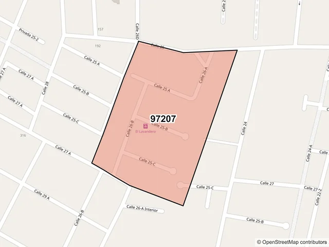 Mapa del código postal 97207, Mérida, Yucatán