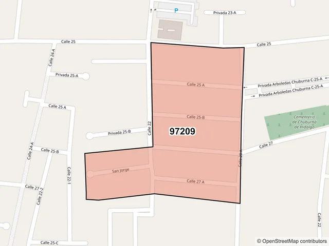 Mapa del código postal 97209, Mérida, Yucatán
