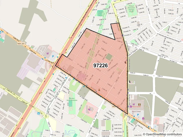 Mapa del código postal 97226, Mérida, Yucatán