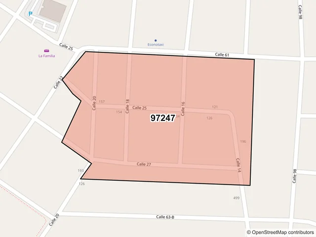 Mapa del código postal 97247, Mérida, Yucatán