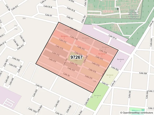 Mapa del código postal 97267, Mérida, Yucatán