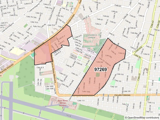 Mapa del código postal 97269, Mérida, Yucatán