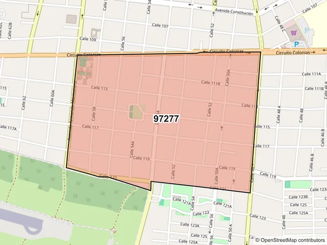 Mapa del código postal 97277, Mérida, Yucatán
