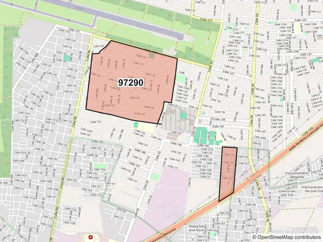 Mapa del código postal 97290, Mérida, Yucatán