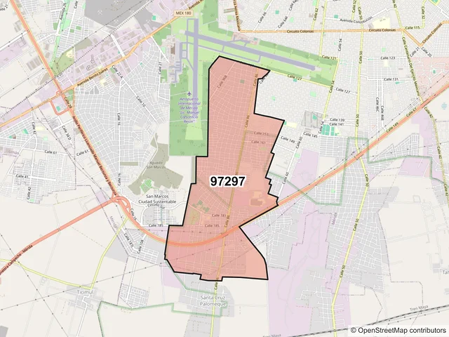Mapa del código postal 97297, Mérida, Yucatán