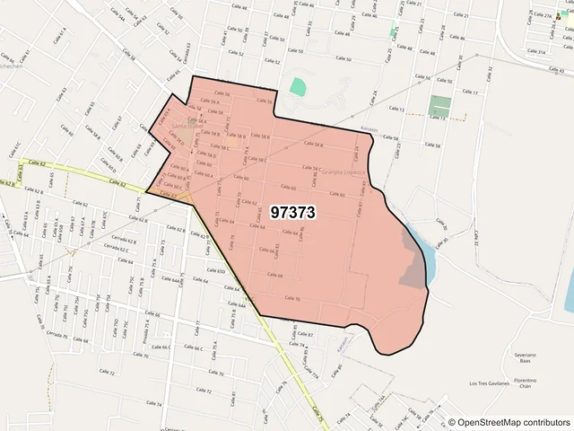 Mapa del código postal 97373, Kanasín, Yucatán
