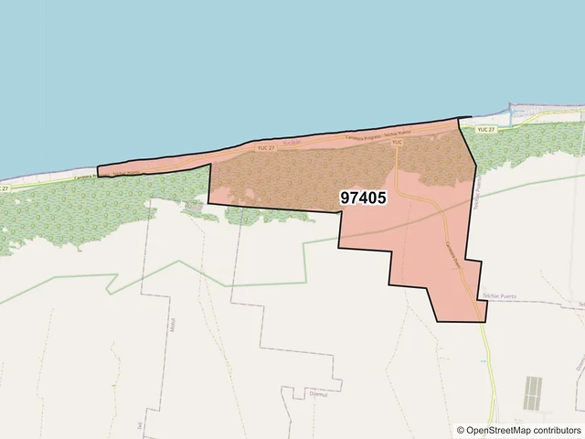 Mapa del código postal 97405, Dzemul, Yucatán
