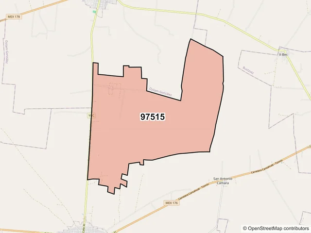 Mapa del código postal 97515, Temax, Yucatán
