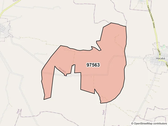 Mapa del código postal 97563, Hocabá, Yucatán
