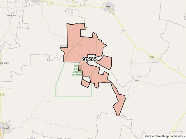 Mapa del código postal 97585, Homún, Yucatán