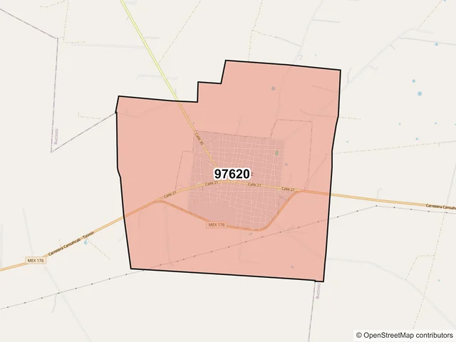 Mapa del código postal 97620, Buctzotz, Yucatán