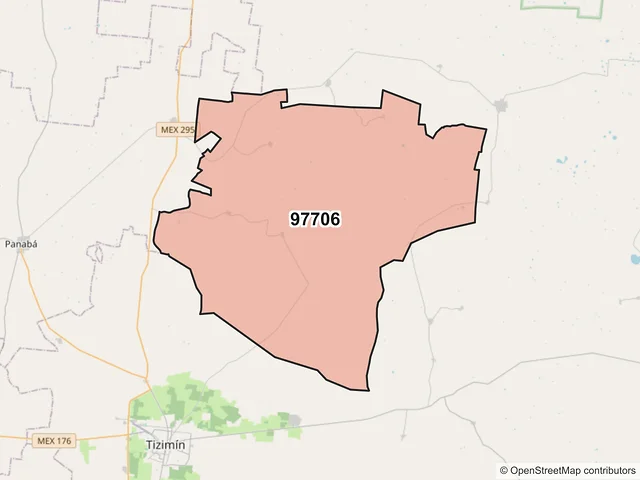 Mapa del código postal 97706, Tizimín, Yucatán