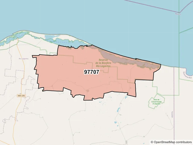 Mapa del código postal 97707, Tizimín, Yucatán