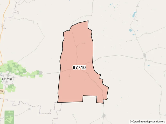 Mapa del código postal 97710, Tizimín, Yucatán