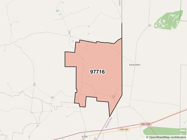 Mapa del código postal 97716, Tizimín, Yucatán