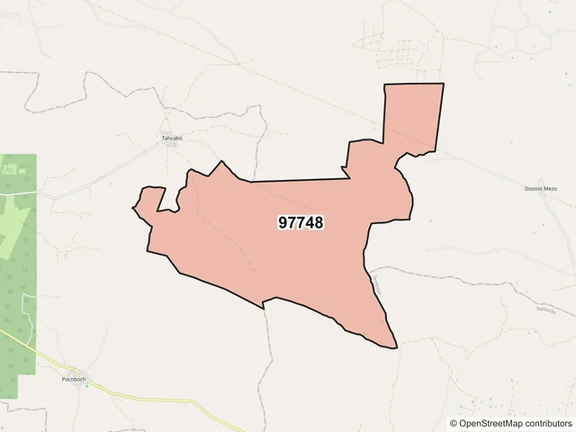 Mapa del código postal 97748, Calotmul, Yucatán