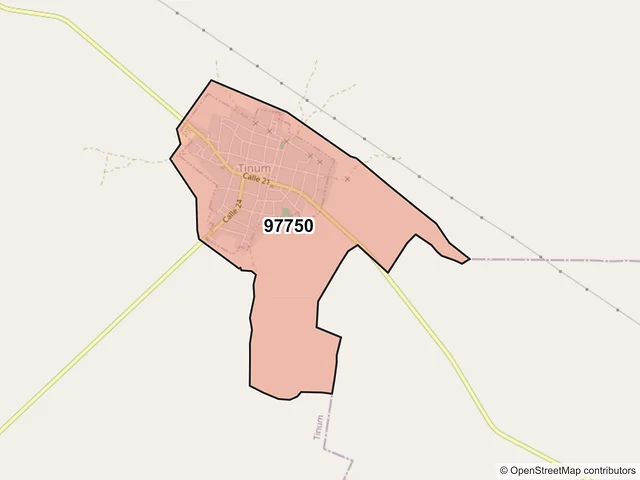 Mapa del código postal 97750, Tinum, Yucatán