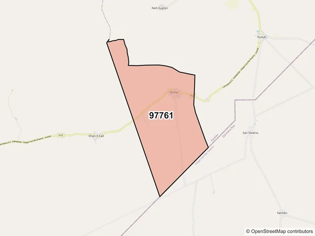 Mapa del código postal 97761, Chichimilá, Yucatán