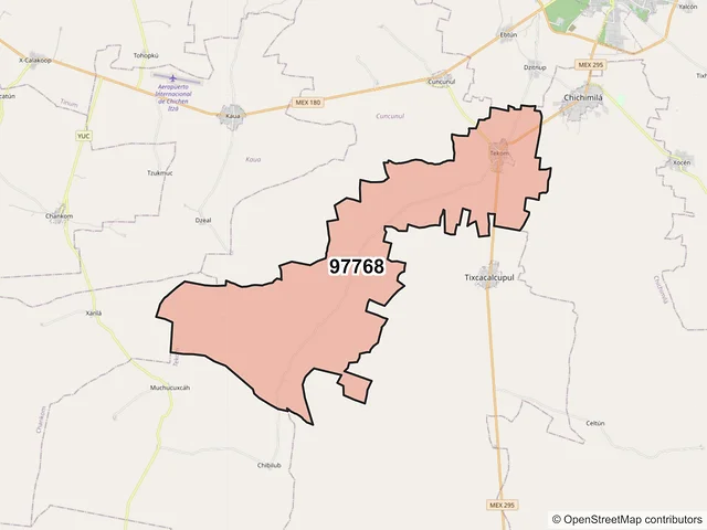 Mapa del código postal 97768, Tekom, Yucatán