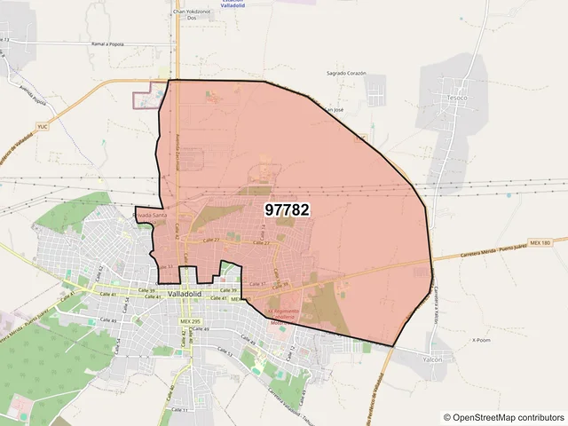 Mapa del código postal 97782, Valladolid, Yucatán