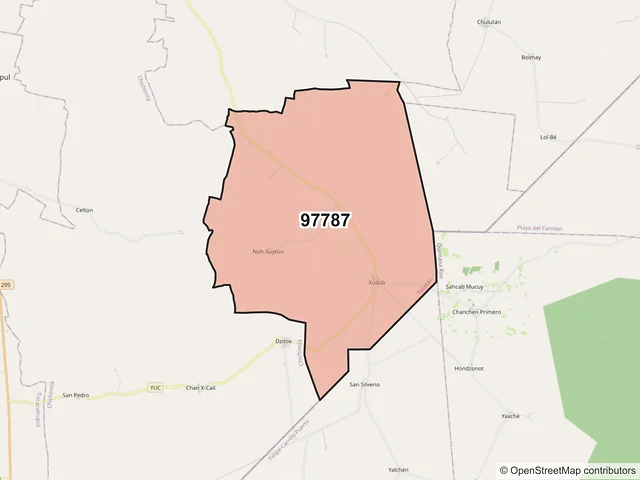 Mapa del código postal 97787, Valladolid, Yucatán
