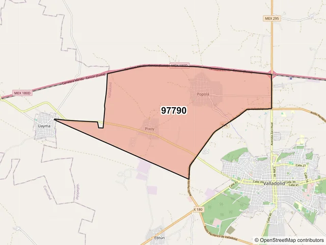 Mapa del código postal 97790, Valladolid, Yucatán