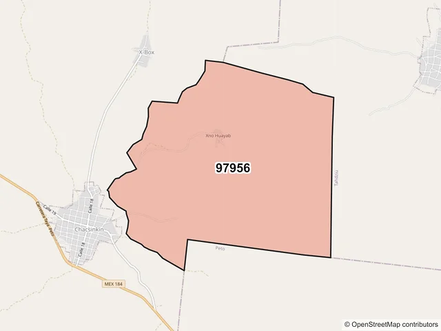 Mapa del código postal 97956, Chacsinkín, Yucatán