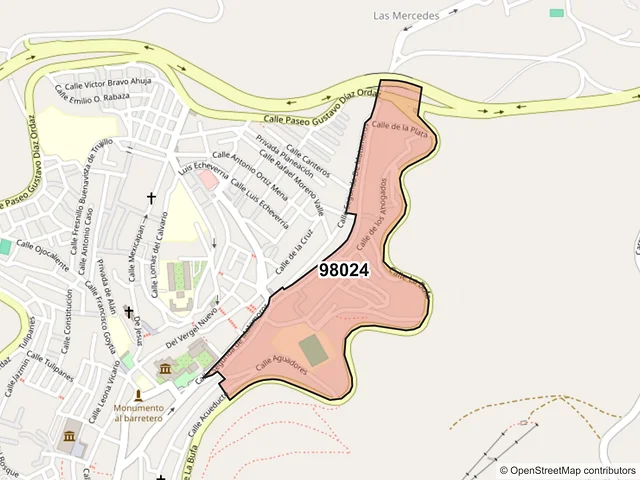 Mapa del código postal 98024, Zacatecas, Zacatecas