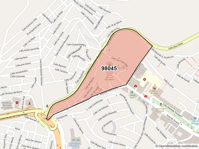 Mapa del código postal 98045, Zacatecas, Zacatecas