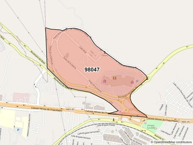 Mapa del código postal 98047, Zacatecas, Zacatecas