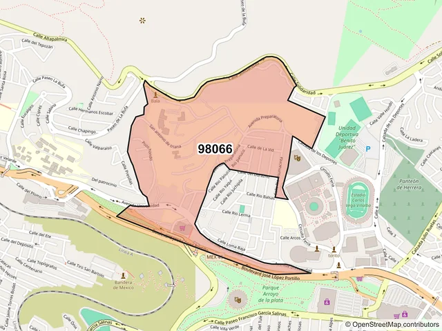 Mapa del código postal 98066, Zacatecas, Zacatecas