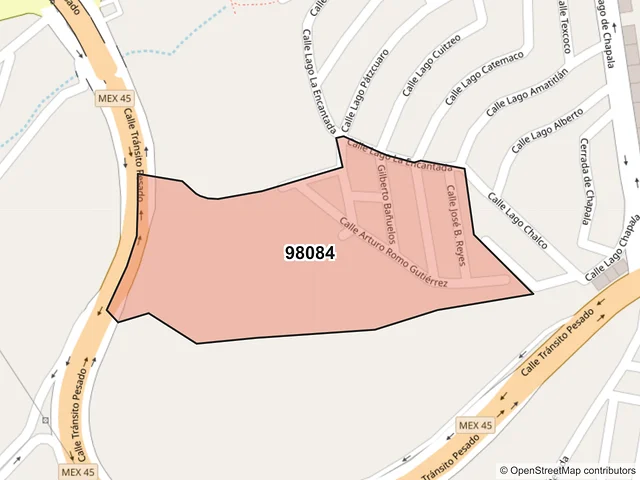 Mapa del código postal 98084, Zacatecas, Zacatecas