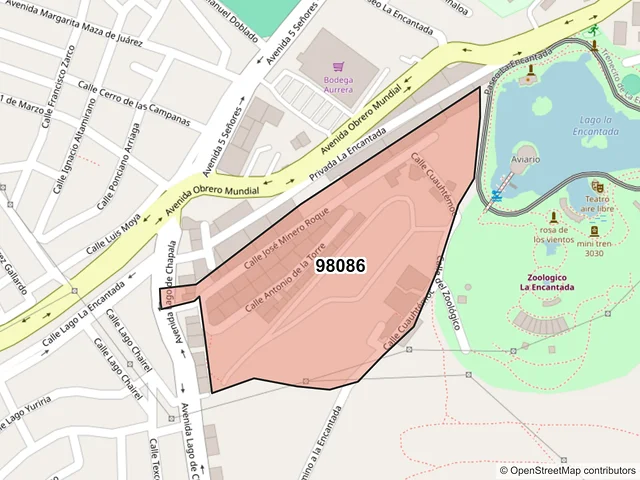 Mapa del código postal 98086, Zacatecas, Zacatecas
