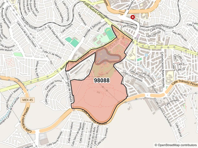 Mapa del código postal 98088, Zacatecas, Zacatecas
