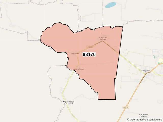 Mapa del código postal 98176, Zacatecas, Zacatecas