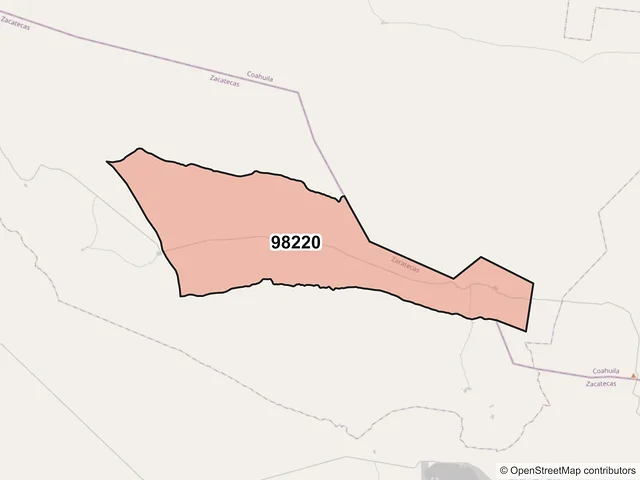 Mapa del código postal 98220, Melchor Ocampo, Zacatecas