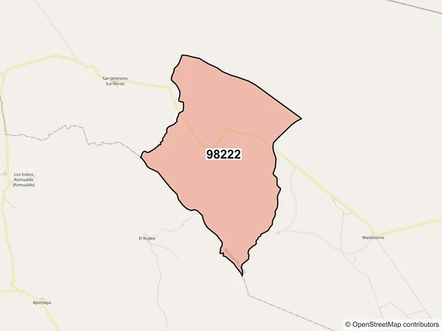 Mapa del código postal 98222, Melchor Ocampo, Zacatecas