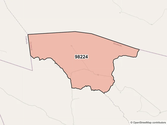 Mapa del código postal 98224, Melchor Ocampo, Zacatecas