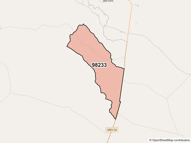 Mapa del código postal 98233, Mazapil, Zacatecas