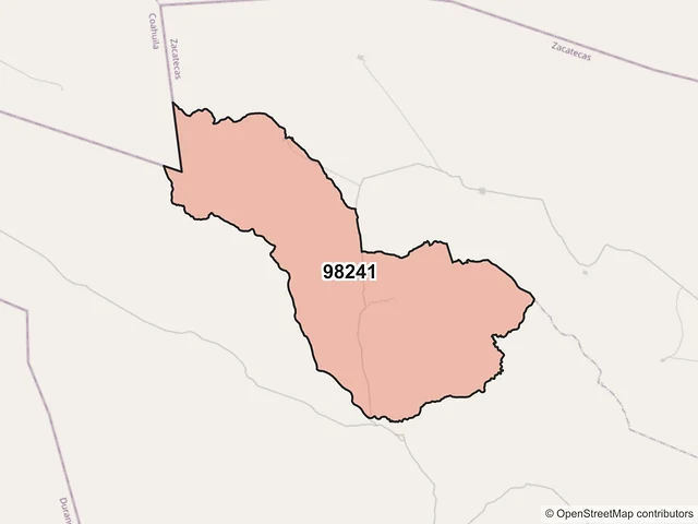Mapa del código postal 98241, Mazapil, Zacatecas