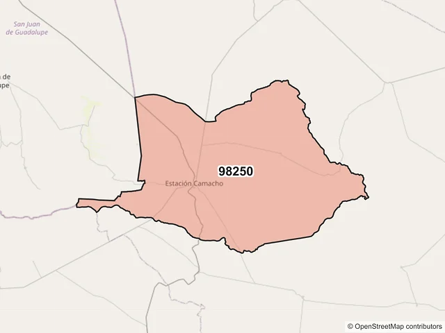 Mapa del código postal 98250, Mazapil, Zacatecas