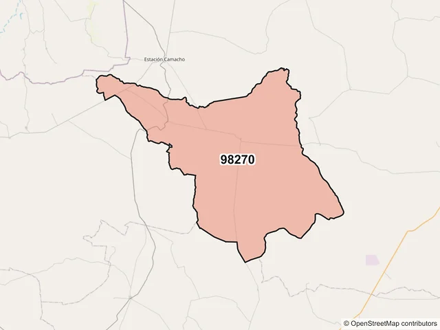 Mapa del código postal 98270, Mazapil, Zacatecas