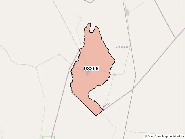 Mapa del código postal 98296, El Salvador, Zacatecas