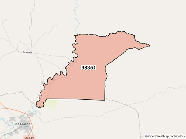 Mapa del código postal 98351, General Francisco R. Murguía, Zacatecas