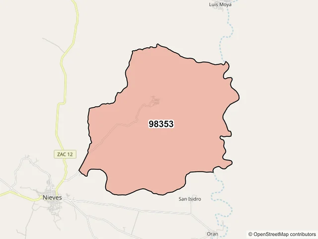 Mapa del código postal 98353, General Francisco R. Murguía, Zacatecas