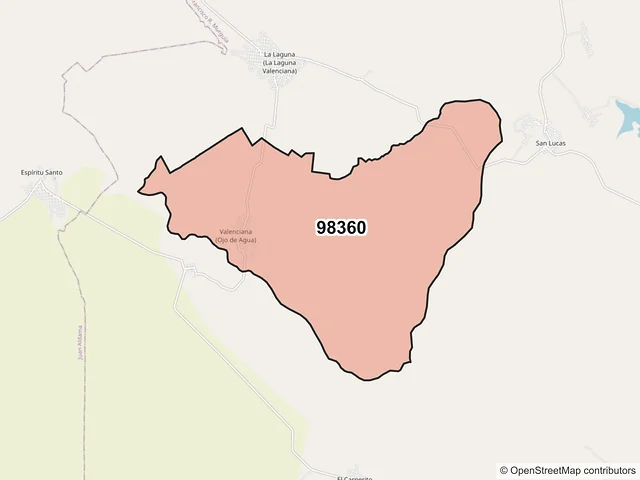 Mapa del código postal 98360, General Francisco R. Murguía, Zacatecas