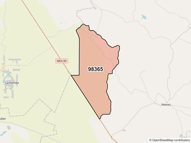 Mapa del código postal 98365, General Francisco R. Murguía, Zacatecas