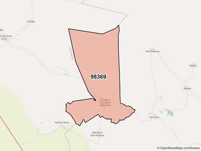 Mapa del código postal 98369, General Francisco R. Murguía, Zacatecas