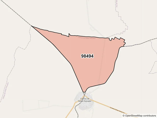 Mapa del código postal 98494, Cañitas de Felipe Pescador, Zacatecas